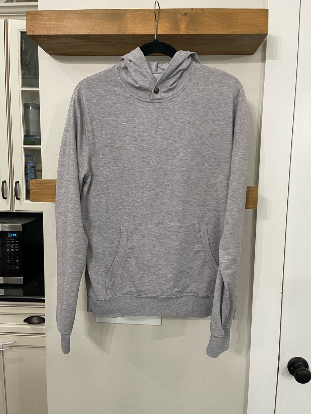 $120 Vuori Austin Men's Lightweight Hooded Pullover- Heather Gray